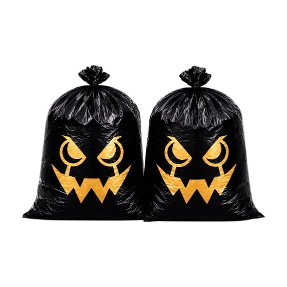 2Pcs Halloween Pumpkin Decoration Bags Leaf Trash Sacks, 24 x 30in Funny Outdoor Lawn Ornament, Large Reusable Treat Storage Sacks for Party