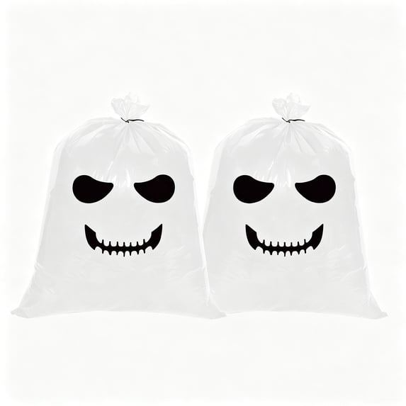 2Pcs Halloween Pumpkin Decoration Bags Leaf Trash Sacks, 24 x 30in Funny Outdoor Lawn Ornament, Large Reusable Treat Storage Sacks for Party