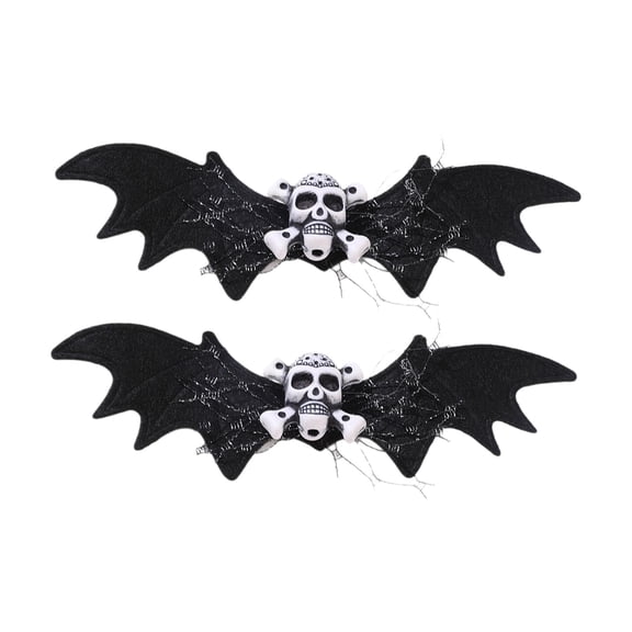 2Pcs Halloween Skull Bat Hair Accessories Lightweight Fabric Design For Costume Parties And Everyday Wear