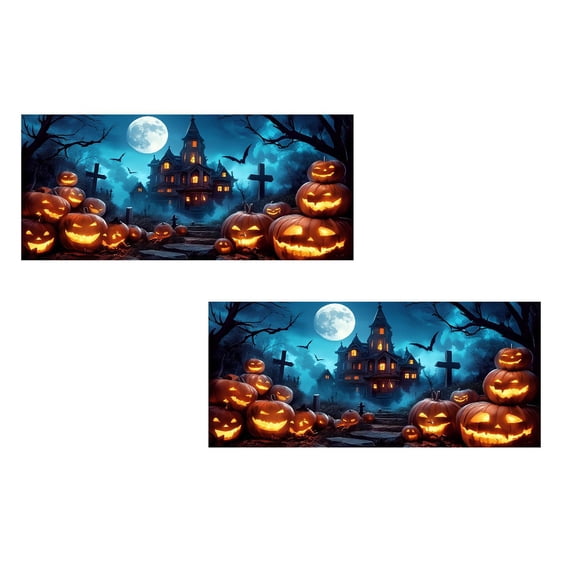 2Pcs Halloween Skull Photo Backdrop Scared Pumpkin In Hunted Woods Photography Backdrop Horrible Graveyard Photo Background Halloween Party Decorations Photo Props 157.5"X70.9" 2026