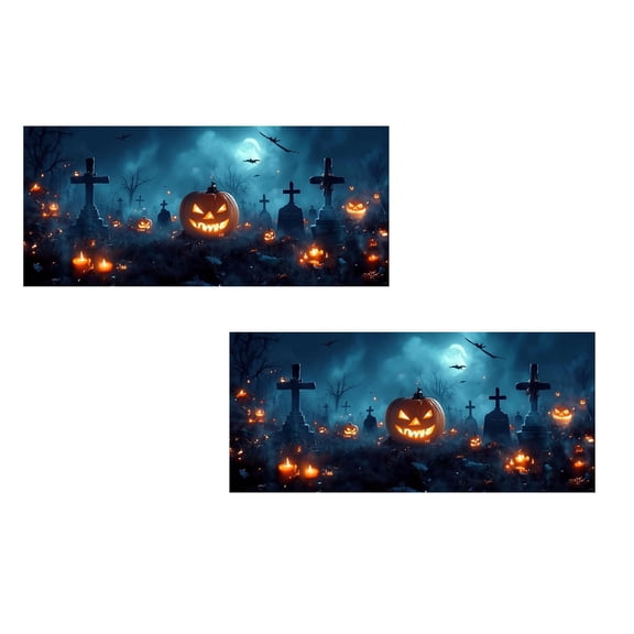 2Pcs Halloween Skull Photo Backdrop Scared Pumpkin In Woods Photography Backdrop Horrible Graveyard Photo Background Halloween Party Decorations Photo Props 157.5"X70.9"