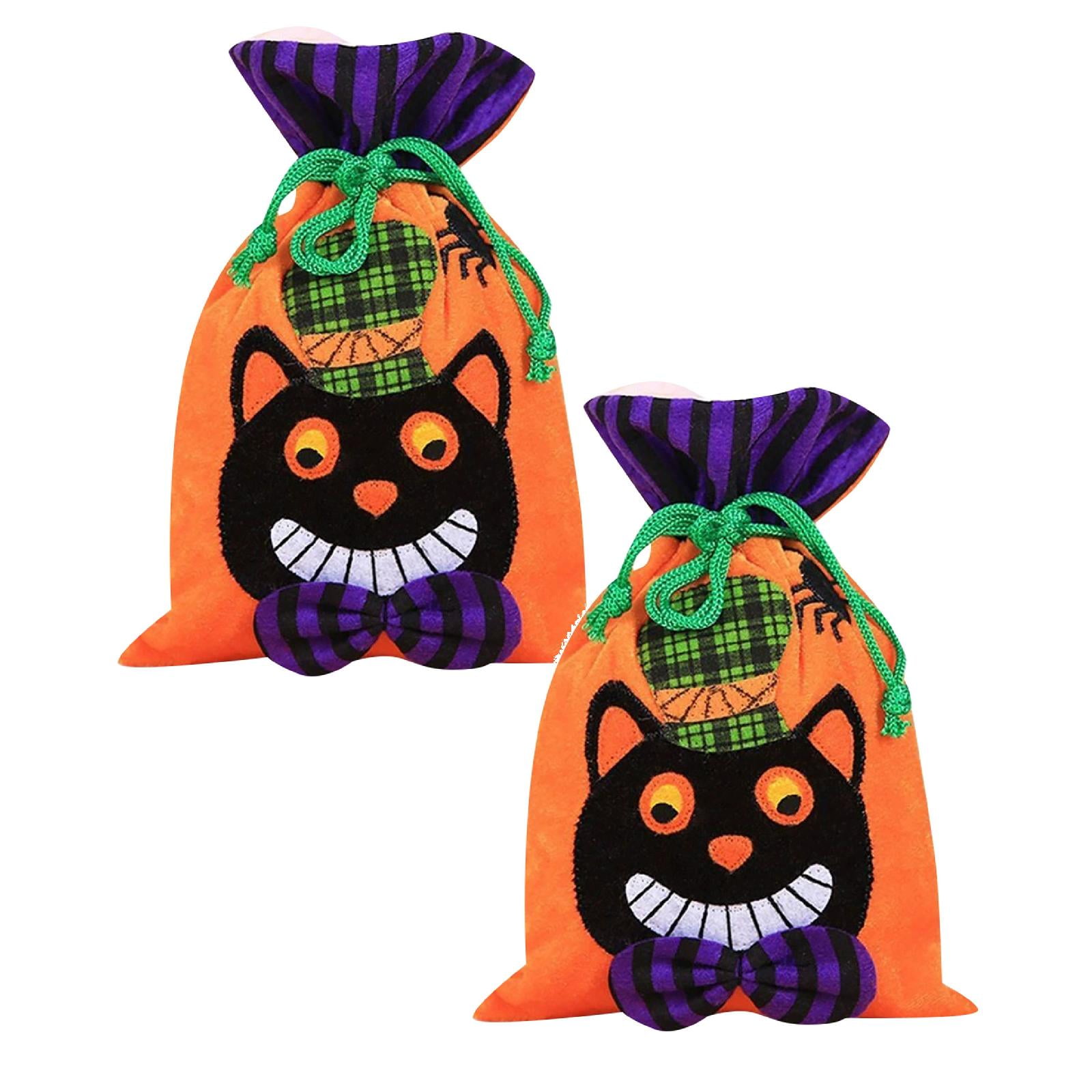 2Pcs Halloween Velvet Bags Set Elegant Witch Pumpkin Candy Bags For ...