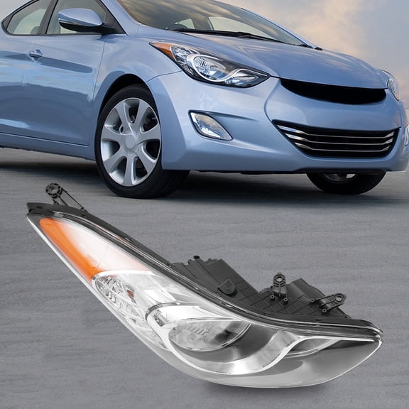 Halogen Headlights Compatible with 2011-2013 Elantra, Left or Right Side Headlamp Assemblies, Direct Replacement Headlights with Amber Reflector, Exterior Lighting Accessories for Sedan Mode