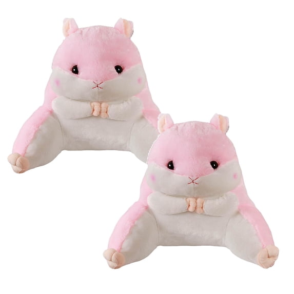 2Pcs Hamster Reading Pillow with Arms for Kids Adults Back Pillow for Bed Sitting Up Soft Plush Backrest Pillow Cartoon Chair Lumbar Support Bed Rest Pillow ( 17.7X15.75 Inches) Happy 2026!