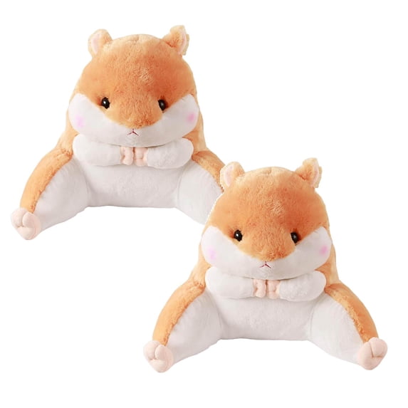 2Pcs Hamster Reading Pillow with Arms for Kids Adults Back Pillow for Bed Sitting Up Soft Plush Backrest Pillow Cartoon Chair Lumbar Support Bed Rest Pillow ( 17.7X15.75 Inches) Happy 2026!