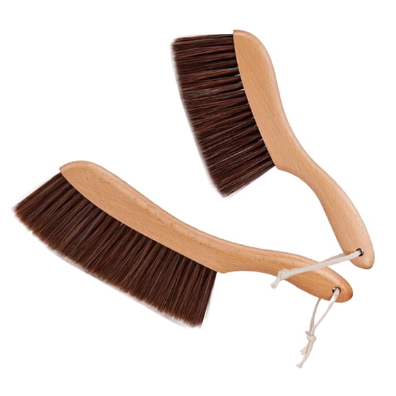 Raindrops 2Pcs Hand Broom with Wood Handle Hand Brush Dusting Brush Cleaning Brush for Clothes Sofa Carpet