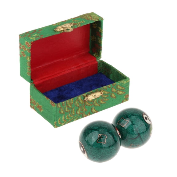 2Pcs Hand Massage Balls Chinese Baoding Balls with Storage Box Fitness Exerciser Durable Smooth Portable Chinese Exercise Handballs for Kids Gossip Green