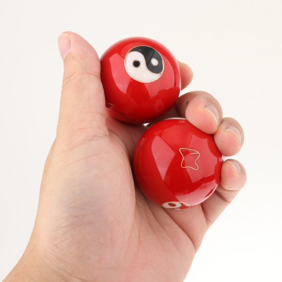 2Pcs Hand Massage Balls Chinese Baoding Balls with Storage Box Fitness Exerciser Durable Smooth Portable Chinese Exercise Handballs for Kids Gossip Red