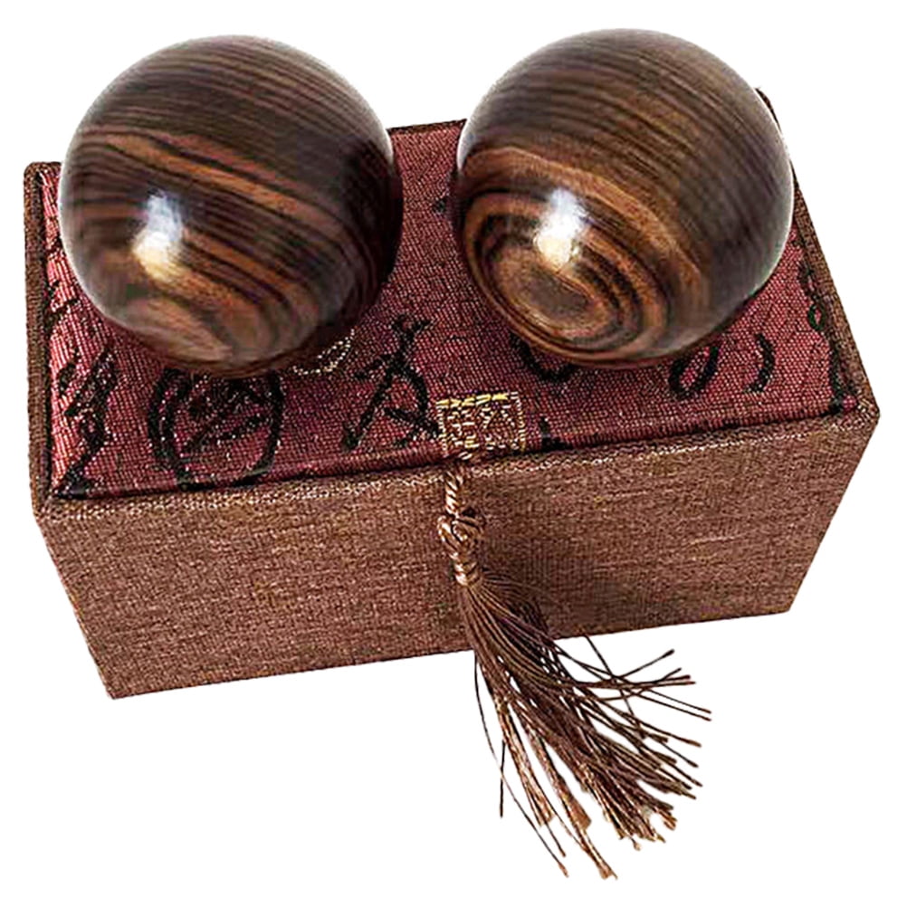 2Pcs Hand Massage Balls Wooden Hand Rolling Balls Hand Exercise Wood