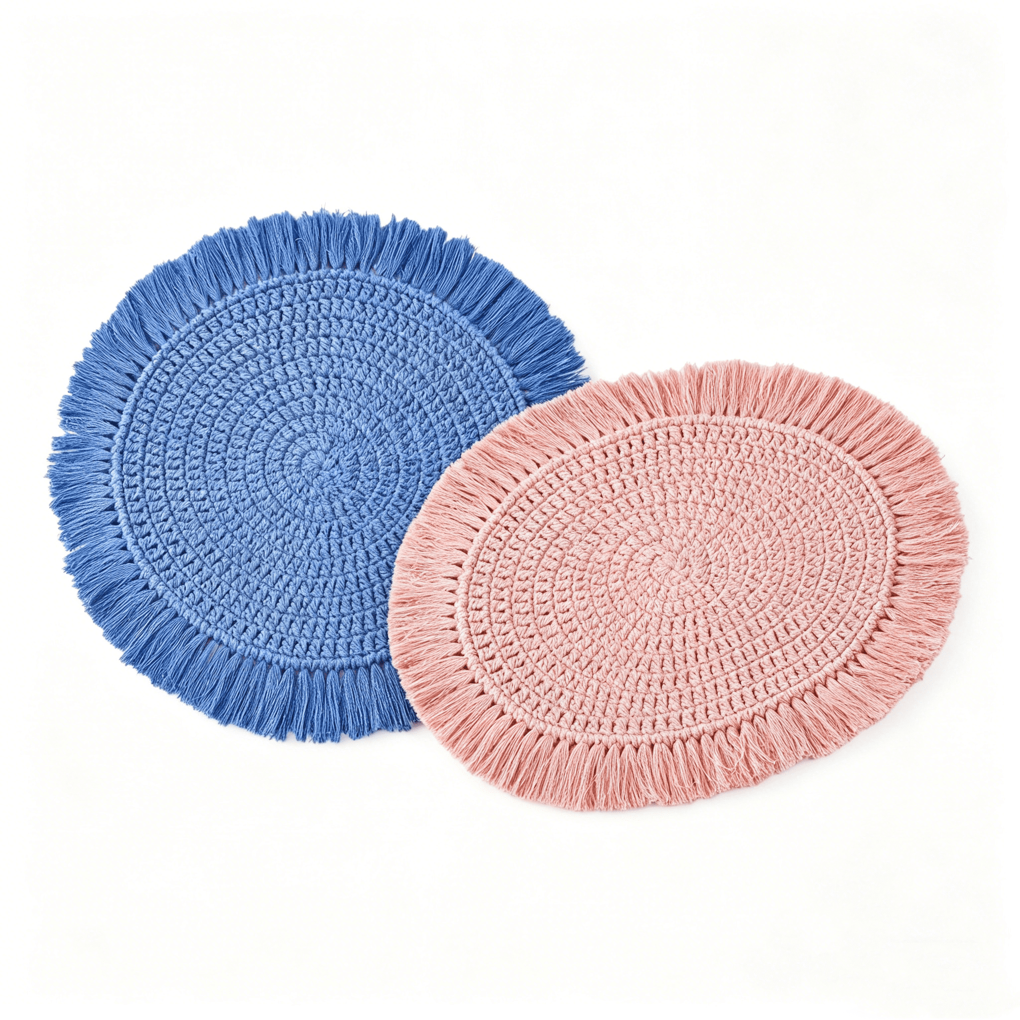 2Pcs Hand-Woven Round Placemat, Non-Slip Table Mat, Heat-Insulating ...