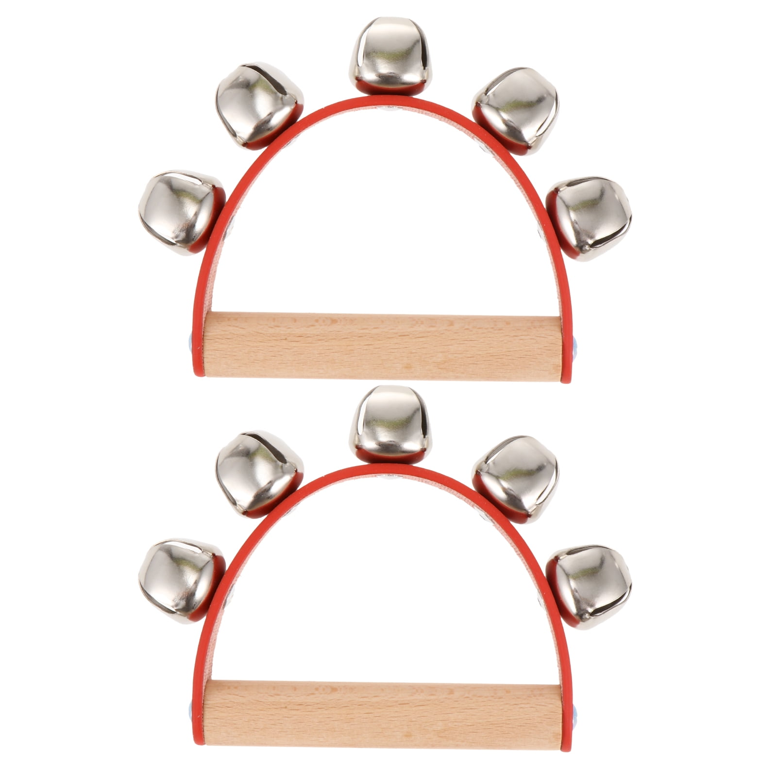 2Pcs Handheld Sleigh Bells Wooden Handle Jingle Bells Music