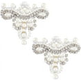 thumbnail image 1 of 2Pcs Handicrafted Crown Rhinestone Appliques 3.7x3.9x0.4inch Imitation Pearl Rhinestone Beading Appliques Antique White Sew On Patch Ornamnet Accessories for Shoe Bag Clothes White, 1 of 6