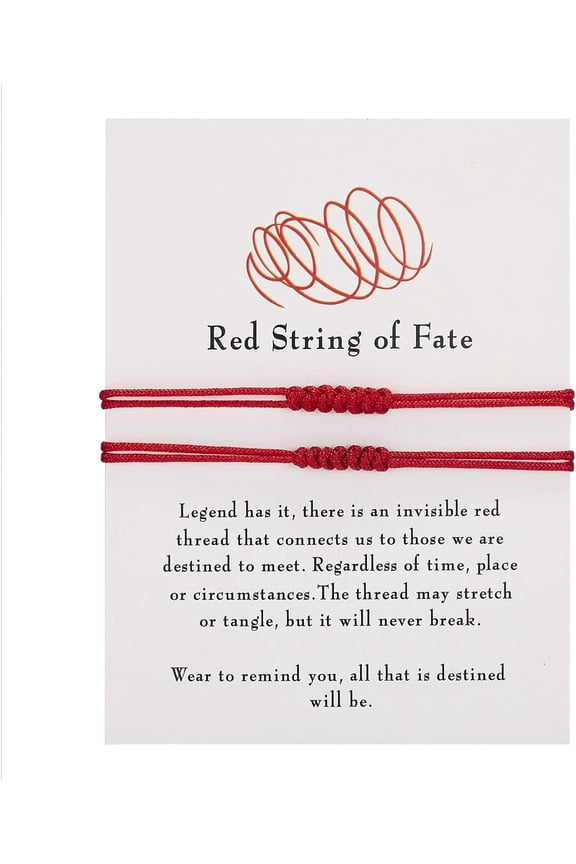 2Pcs Handmade 7 Knots Red String of Fate Protection Good Luck Bracelet Set Adjustable Kabbalah Braide Rope Long Distance Relationship Bracelet for Women Men Amulet Jewelry