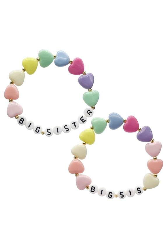 2Pcs Handmade Beaded Bracelets Women Men Letters Handchain Gift for Siblings