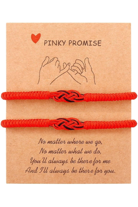 2Pcs Handmade Knot Red String of Fate Protection Good Luck Bracelet Set for Women Men Adjustable Braide Rope Long Distance Relationship Bracelet Amulet Jewelry Gift