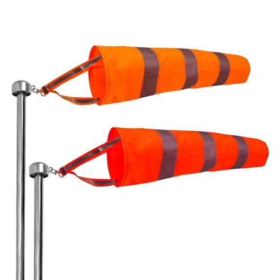 2Pcs Hanging Reflective Windsock Flags for Outside Rip Stop Airport Windsocks Measurement Sock Bag Orange Wind Socks Outdoor Heavy Duty 24in Wind Direction Indicators for Yard, A