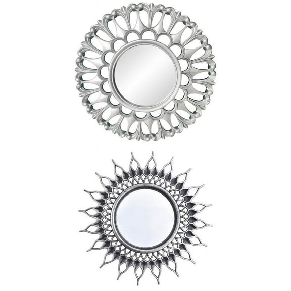 2Pcs Hanging Wall Mirror Small Frame Living Room Bedroom Round Mirror