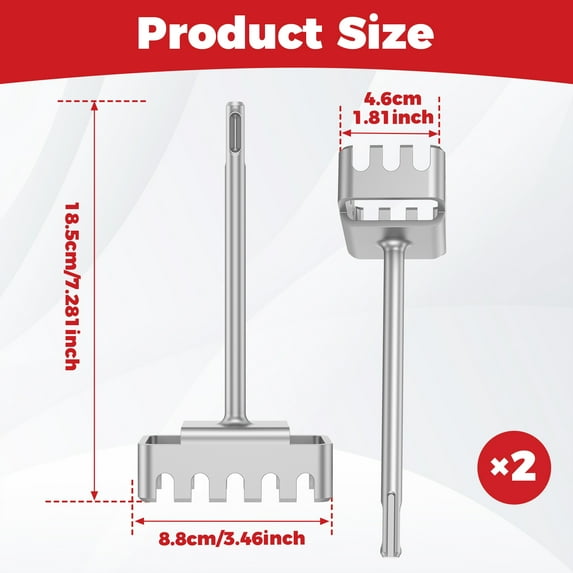 2Pcs Hard Alloy Square Concrete Hole Punch for Electrical Box Wear Resistant High Efficiency Square Cement Slot Cutter for Electric Hammer