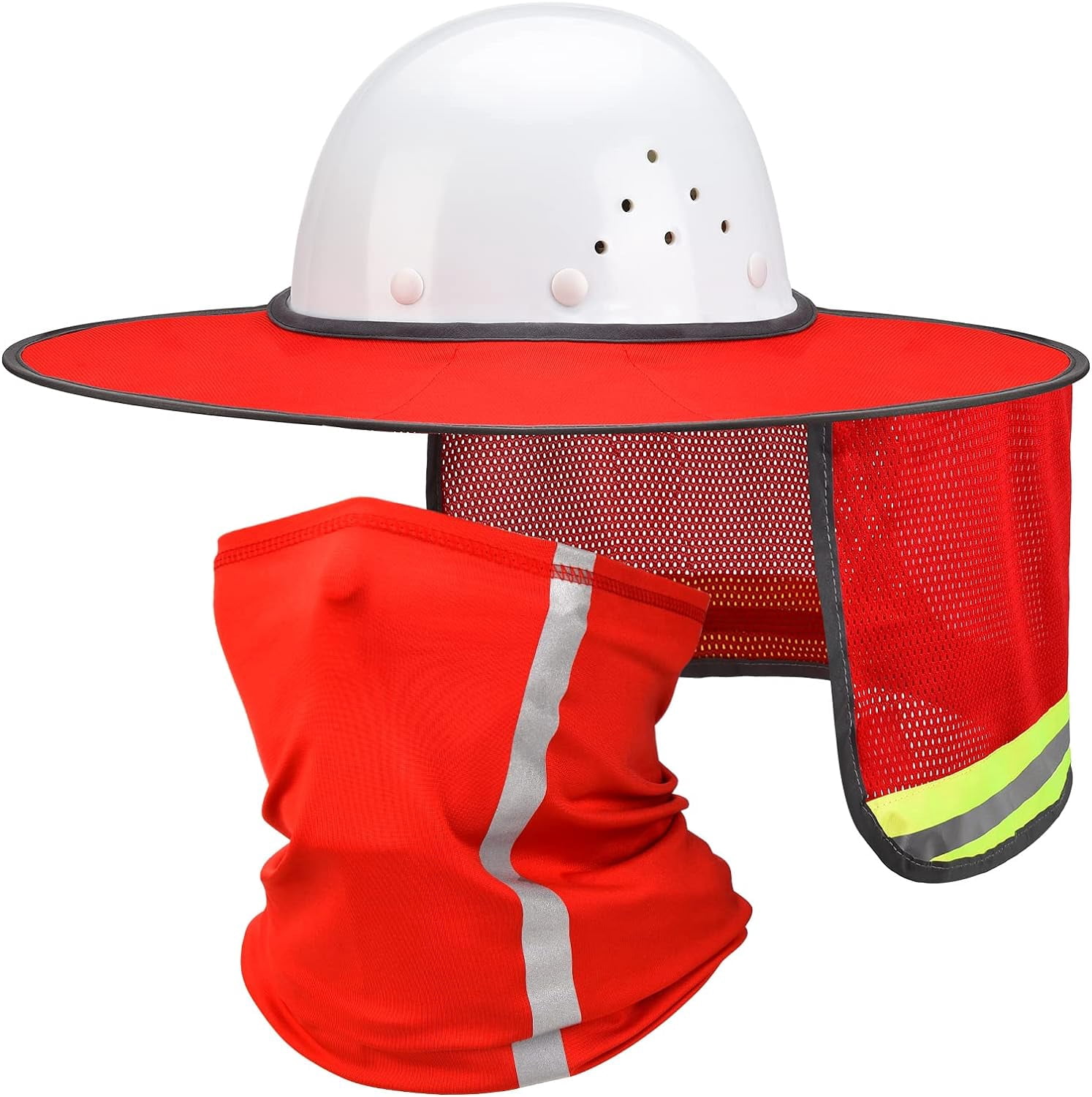 2Pcs Hard Hat Sun Shade, High Visibility Full Brim Mesh Sun Visor Neck ...