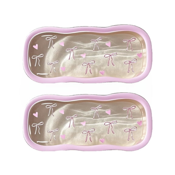 2Pcs Hard Shell Eyeglasses Case, Clear Protective Glasses Case, Cute Eyeglass Case for Women Men Girls (Pink)