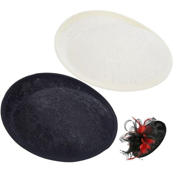 2Pcs Hat Base 2 Colors Millinery Fascinator Base Cloth Fascinator Hat Bases Cocktail Hats Making Accessaries for Making Party Wedding Church Colorful