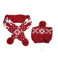 2Pcs Hat Scarf Set Dog Costumes Knit Snowflake Print Winter Warm