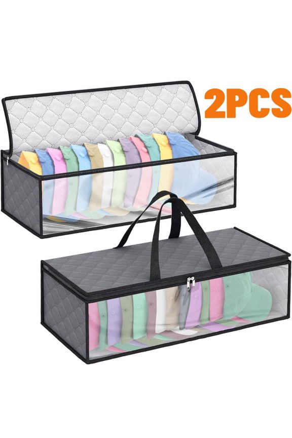 2Pcs Hat Storage Dust Proof Bag,Hat Organizer Case Hat Holder with 2Carry Handle