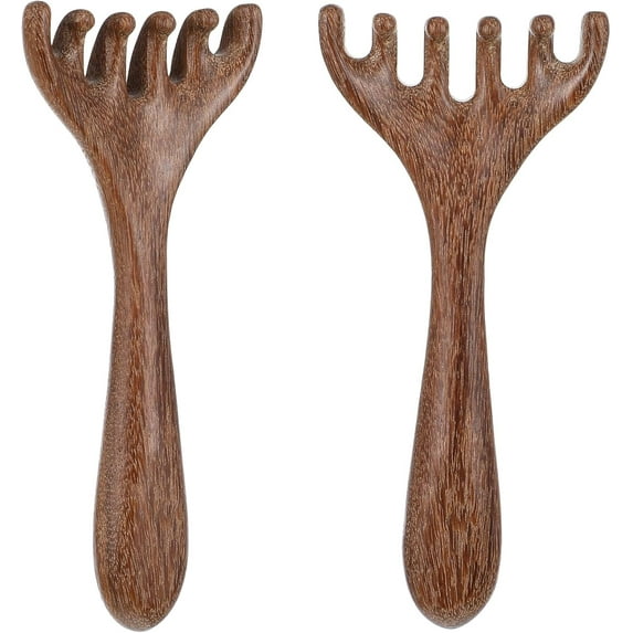 2Pcs Head Massager Scalp Manual Hair Scalp Massager Protable Head Scratcher Wood Comb Gift for Relaxation & Stress Reduction Gua Sha Five Claw Massage Tool Comb for Father Mother Sister Lover