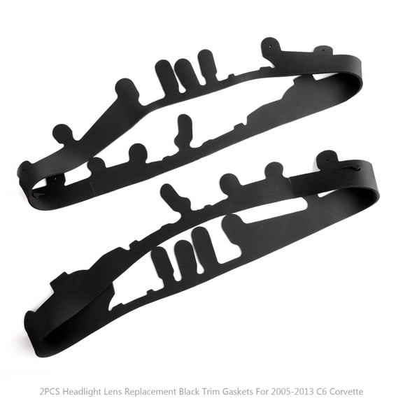 2Pcs Headlight Lens Replacement Black Trim Gaskets For 2005-2013 C6 Corvette