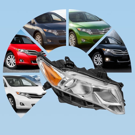 2Pcs Headlights Compatible with 2009-2016 Venza Base/LE/XLE Models, Left and Right Halogen Headlight Assemblies, Replacement Headlamps, Exterior Lighting Accessories for Non-Limited/Wagon Versions
