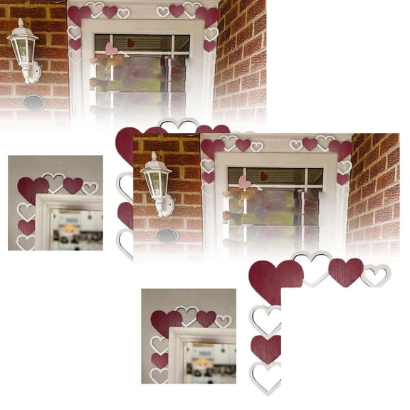 2Pcs Heart Door Topper Decor Wood Frame Corner Decorations For Home Office Mirror Cabinet Drawer Valentines Day Decor 8.66X8.66 Inch-Left