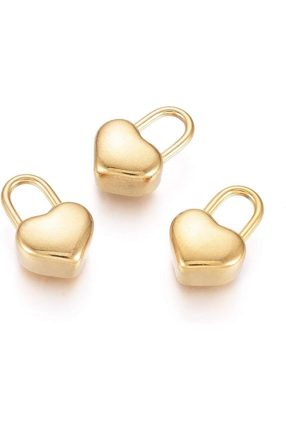 2Pcs Heart Lock Pendants 304 Stainless Steel Pendants Golden for Women Birthday Festival Elegant Gifts Personalized Jewelry 16x10.5x6mm Hole: 6.5mm Gray