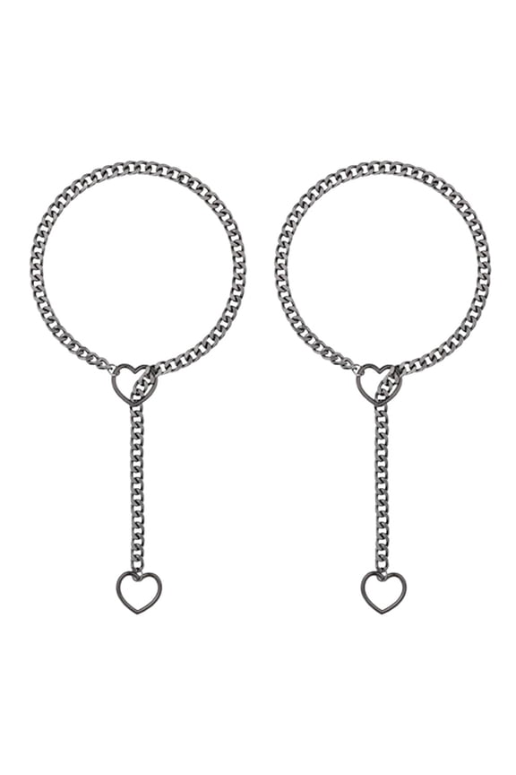 2Pcs Heart O-Ring Cuban Chain Necklace, Handmade Adjustable Gothic Lariat Necklace for Women, Gift for Valentines Day or Party Wear