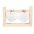 thumbnail image 1 of 2Pcs Heart Vases Hydroponics Planter Green Plant Container Flower Arrangement with Wooden Rack (Log Color), 1 of 6