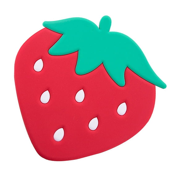 2-Pack Silicone Pot Holder Pads, Red Strawberry Design, Insulated Table Mats and Cushions for Kitchen
