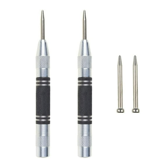 2Pcs Heavy Duty Automatic Center Punch Spring Loaded Center Hole Punch with Adjustable Tension Hand Tool for Metal Wood
