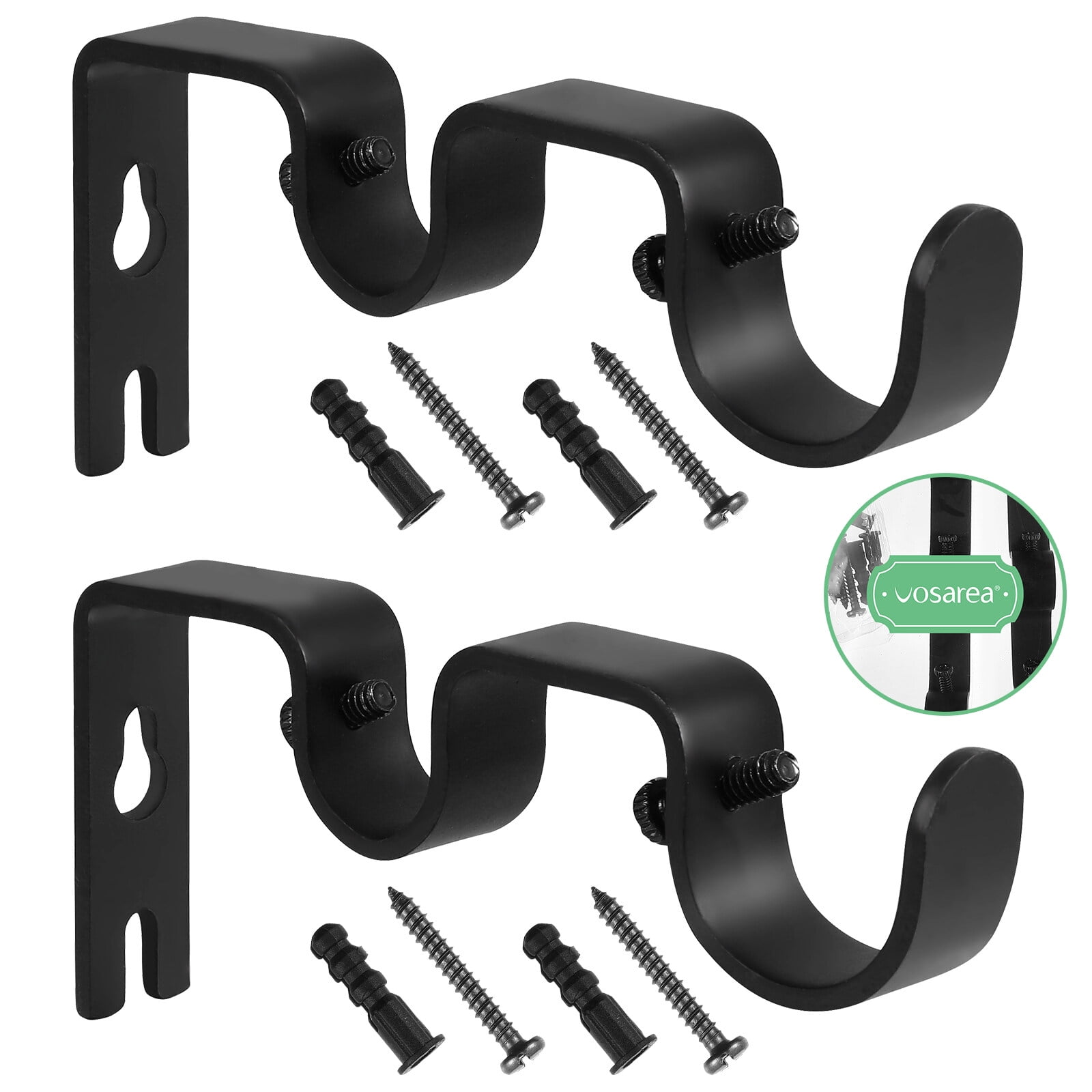 2Pcs Heavy Duty Curtain Rod Brackets Double Curtain Rod Brackets Double ...