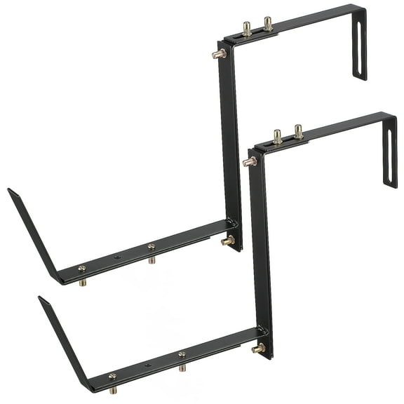 UKCOCO 2Pcs Window Box Brackets Black Metal Planter Holder for Balcony Railings Easy Install