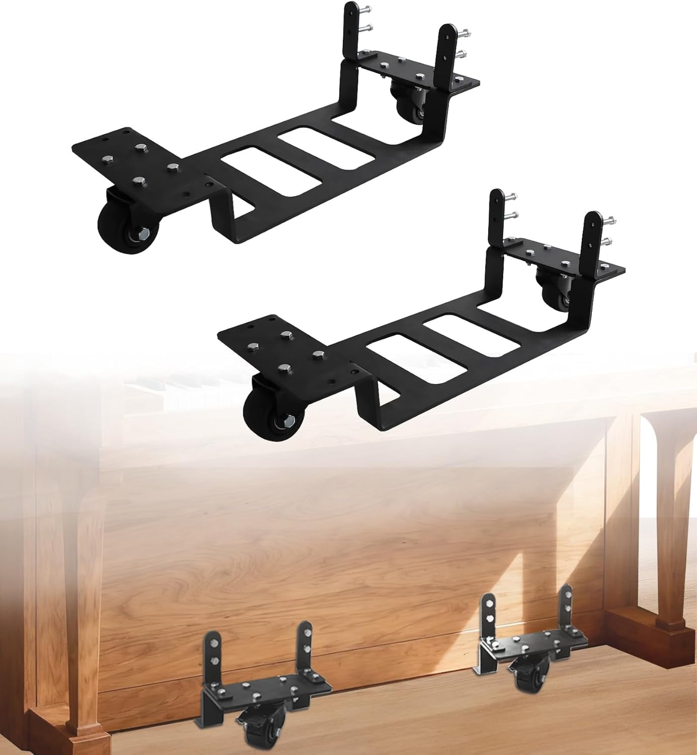 2Pcs  Heavy-Duty Piano Dolly for Moving, Suitable for Home, Concert Hall Piano Transport's Piano Mover,with Brakes Piano Dollies