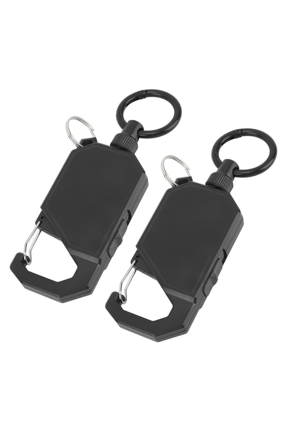 2Pcs Heavy Duty Retractable Keychain for Fishing Rods and Gear, Durable Telescopic Key Chain with Secure Clip, Black
