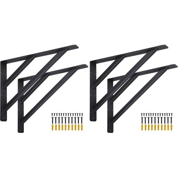 2Pcs Heavy Duty Shelf Bracket Countertop Support Brackets 16"x12" Wall Mounted Floating Shelf Bracket,Solid Fireplace Metal Brackets for Shelves for Tops Cabinetry Table Work Bench (Pack of 2)