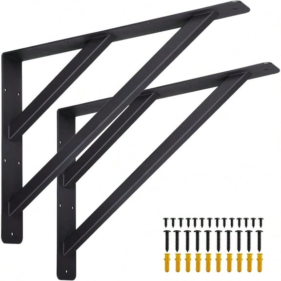 2Pcs Heavy Duty Shelf Bracket Countertop Support Brackets 16x12 Wall Mounted Floating Shelf BracketSolid Fireplace Metal Brackets For Shelves For Tops Cabinetry Table Work Bench