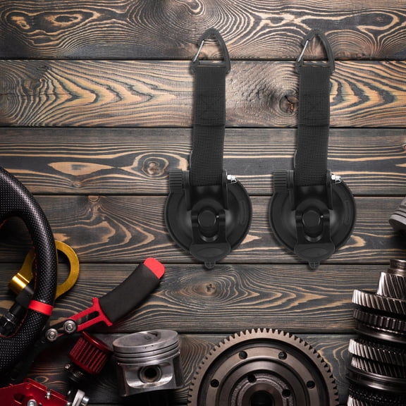 2Pcs Heavy Duty Suction Cup Tie Down Hooks Black for Camping Outdoor Tent Canopy Accessories
