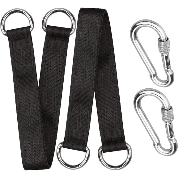 2Pcs Heavy Duty Tree Swing Straps Equipped with M8 lock buckle Hanging Kit Adjustable Hammock Swing Straps with Carabiners D-Rings 1000lb Capacity for Rope Play Sets.