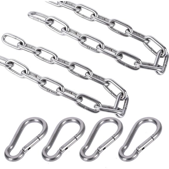 2Pcs Heavy Gate Chain Lock,Stainless Steel Chain with 4 Quick Locking Carabiner Clip Hooks for Livestock Horse Goat Cows Stall,Outdoor Fence Gate Chain Lock