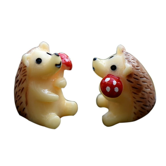2Pcs Hedgehog Figurine Mini Resin Decor Succulent Plants Landscape Ornaments by Mightlink