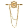 thumbnail image 1 of 2Pcs Helm Zinc Alloy Hanging Chain Brooches with Crystal Rhinestone Golden 77x45x2mm, 1 of 6