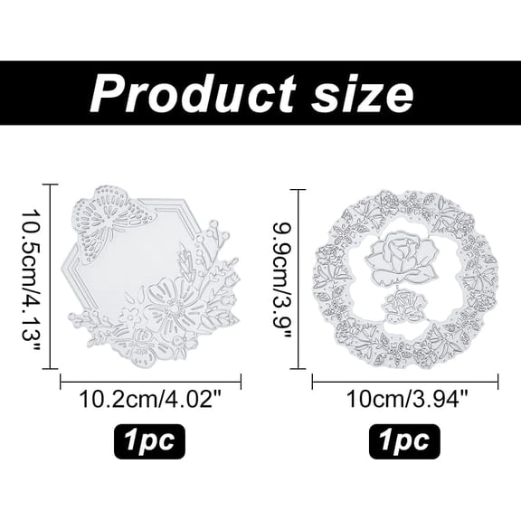 2Pcs Hibiscus and Rose Flower Wreath Hot Foil Plate for DIY Foil Paper Embossing Scrapbooking Decor Christmas Wedding Birthday Thanksgiving Invitation Greeting Cards Making