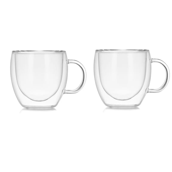 2Pcs High Borosilicate Transparent Water Cup 250Ml Coffee with Handle Heat Resistant Double Layer Glass