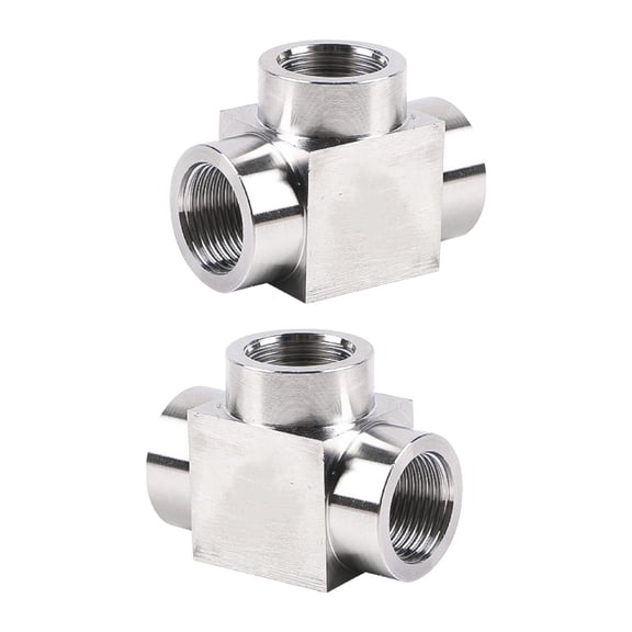 2Pcs High Pressure Stainless Steel T-Type Fitting, 3-Way Hose Adapter Connector for Home & Industrial Plumbing